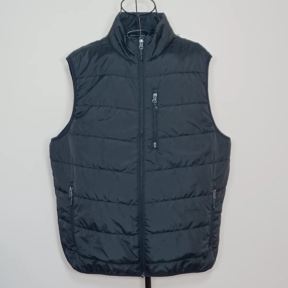 Free Country Black Quilted Puffer Vest - Sleeveless Zip Front